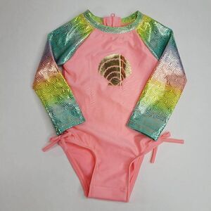 Toddler Girls Mermaid Scale Long Sleeve Swimsuit NWOT